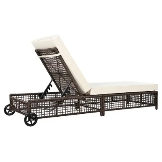 Whisen Rattan Outdoor Lounge Chair, Patio Chaise Lounge with 5-Position Backrest image {10}