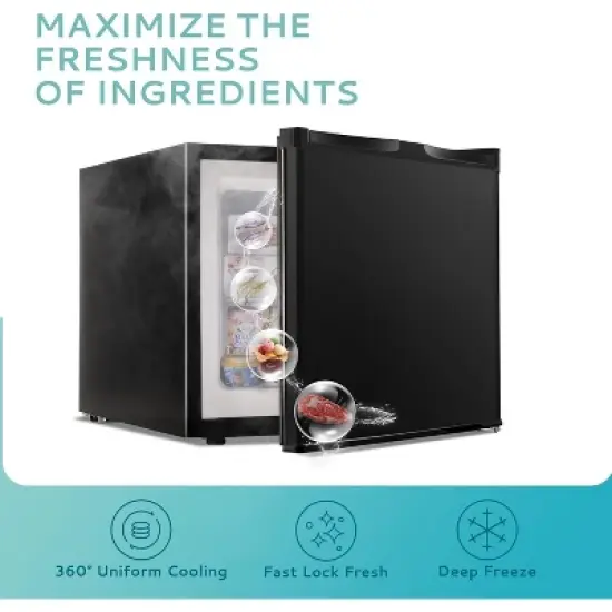 Simzlife 1.1/2.1/3.0 cu. ft. Upright Freezer, Mini Dorm Freezer with Reversible Single Door, Temperature Control, 2 Shelves, Low Noise, Black/Silver image {4}