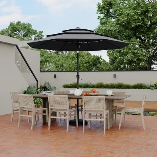 Outdoor 3 Tier Vented Large Market Table Umbrella, 9FT Patio 3 Tier Umbrella Canopy, Heavy Duty Patio Umbrellas 3 Tiers, 8 Ribs, Hand Crank image {2}