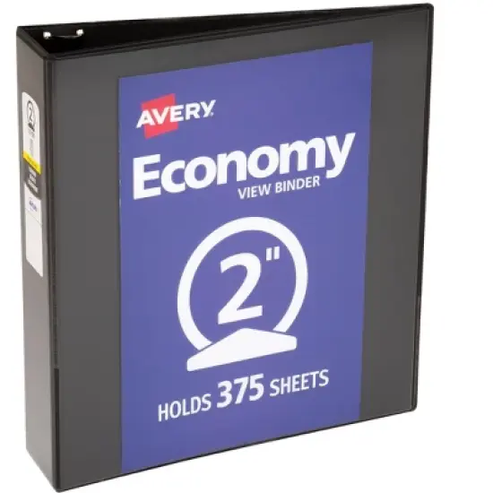 Avery Economy View 3 Ring Binder, 2" Round Rings, 1 Black Binder (05781) image {6}