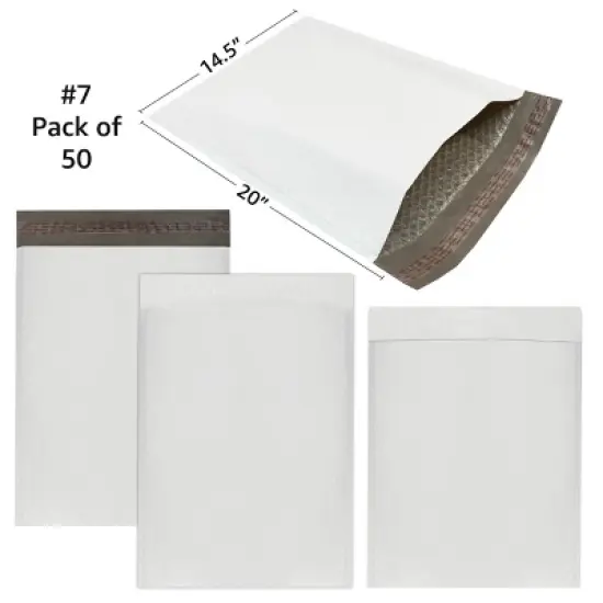 UOFFICE Pack of 50 Poly Bubble Mailer Bags 14.25"x20" #7 Envelopes image {1}