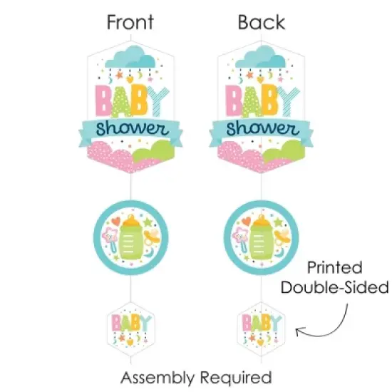 Big Dot of Happiness Colorful Baby Shower - Gender Neutral Party DIY Dangler Backdrop - Hanging Vertical Decorations - 30 Pieces image {5}