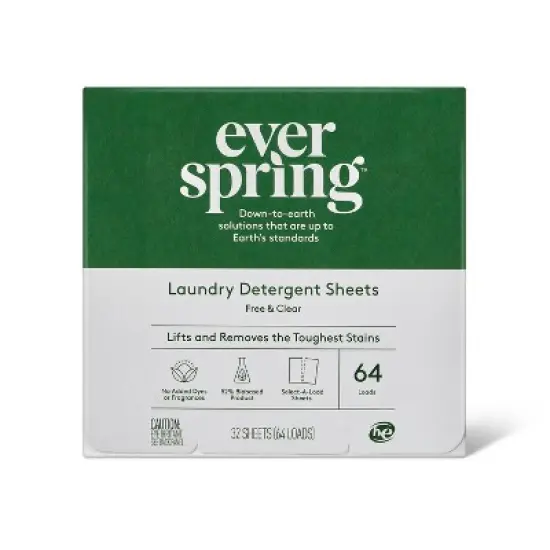 Free & Clear Laundry Detergent Sheets - 64 Loads - Everspring&trade; image {3}