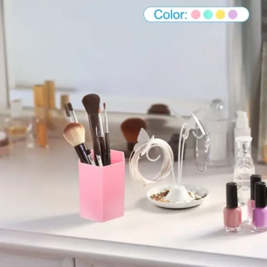 Unique Bargains Hexagon Plastic Pencil Pen Makeup Brush Holder Desktop Organizer 2 Pcs image {5}