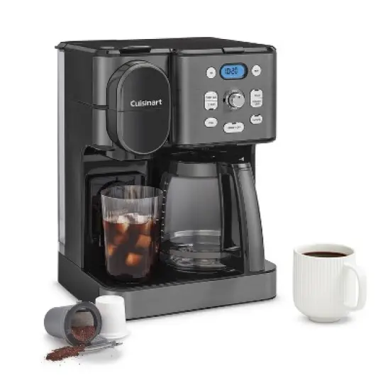 Cuisinart Coffee Center 2-IN-1 Coffee Maker and Single-Serve Brewer -Black Stainless Steel- SS-16BKS: Programmable K-Cup & Ground Coffee Machine image {2}