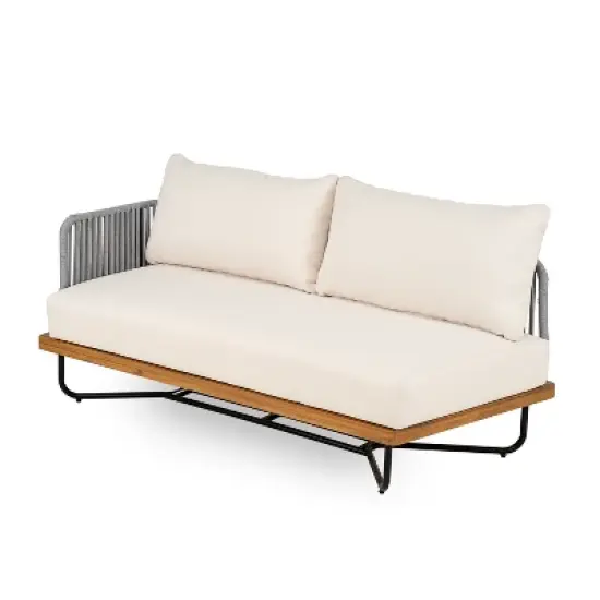 Christopher Knight Home Foisy Modern Outdoor Acacia Wood and Rope Weave Sectional Sofa Set with Water-Resistant Cushions image {4}