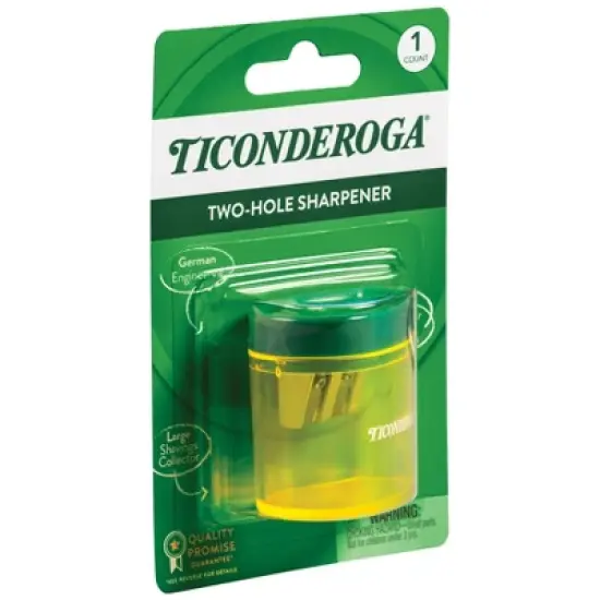 Ticonderoga&reg; Two Hole Pencil Sharpener, Green/Yellow, Pack of 6 image {5}
