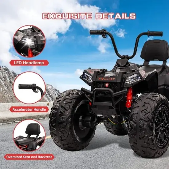 24V Kids ATV With 2 Seater, 4x200W Powerful Engine, Dual 7AH Batteries, Accelerator Handle, EVA Tires,  LED Lights & Music image {6}