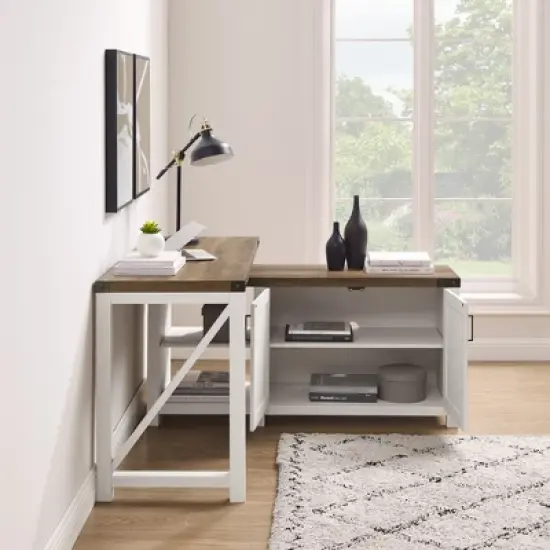 Farmhouse Rustic L Shaped Desk with Storage - Saracina Home image {13}