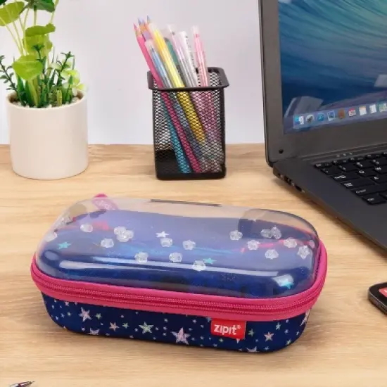 ZIPIT Clear Top Pencil Case for Girls, Starts Pencil Box image {1}