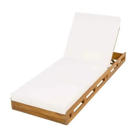 Outdoor Chaise Lounge Set, Chaise Lounge with Adjustable Backrest and Triple-Fold Cushion, Acacia Wood Frame Chaise Lounge-Coolbibila image {4}
