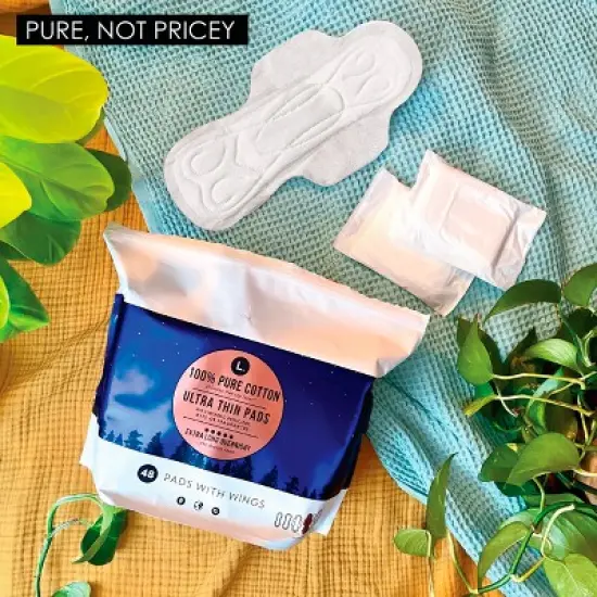 L . Organic Cotton Topsheet Ultra Thin Overnight Absorbency Pads image {5}