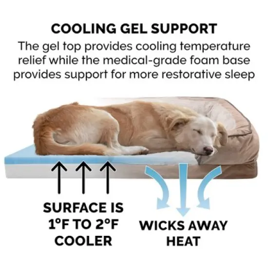 FurHaven Velvet Waves Perfect Comfort Cooling Gel Top Memory Foam Sofa Dog Bed image {8}