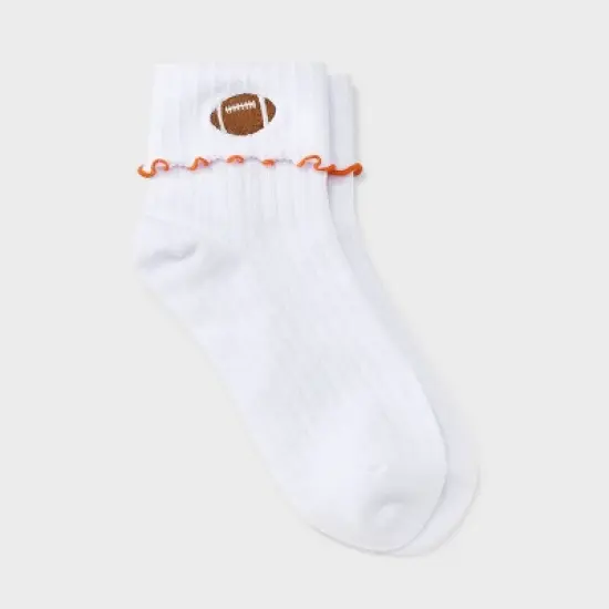 Women's Game Day Embroidered Football Pointelle Bobby Socks with Lettuce Edge Cuff - Wild Fable&trade; image {11}