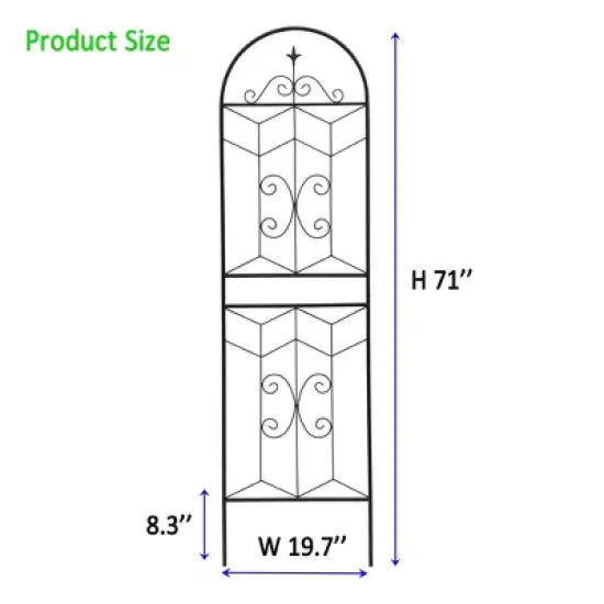 MOEPISY 2 Pack Metal Garden Trellis 71 inch x 19.7 inch Rustproof Trellis Black image {1}