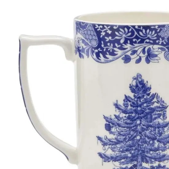 Spode Blue Italian Christmas Mug, 12oz - Elegant Holiday Drinkware with Iconic Christmas Tree Motif, Dishwasher & Microwave Safe Festive Mug image {1}