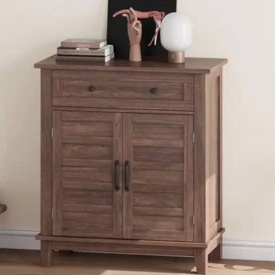 Farmhouse Sideboard Buffet Cabinet with 3-Tiers Adjustable Shelf, Kitchen Storage Cabinet, Bathroom, Entryway image {8}