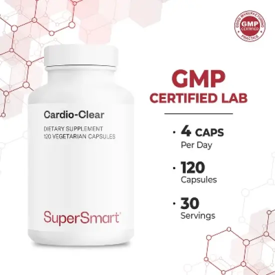 SuperSmart Cardio Clear - Garlic EDTA Supplement with Malic Acid, Calcium Disodium EDTA, Magnesium | Non-GMO & Gluten Free - 120 Vegetarian Capsules image {4}