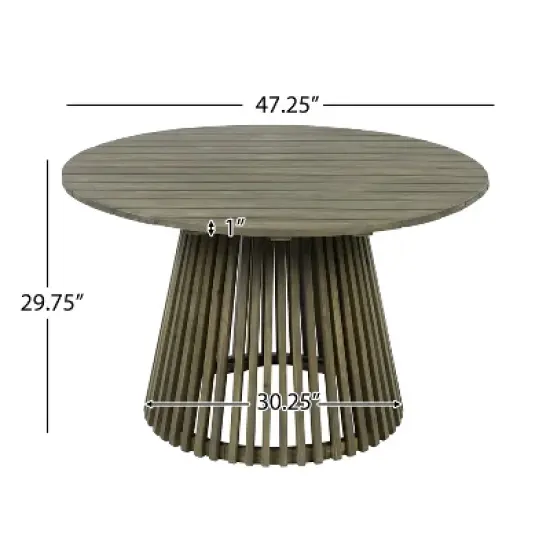 Christopher Knight Home Henri Rustic Patio Acacia Wood Round Dining Table image {2}