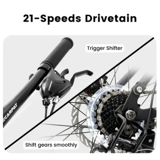 VASIP 26inch Gray 21-Speed MTB with Disc Brakes, Dual Shock, Durable Frame - Unisex for Commuting & Trail Riding image {4}
