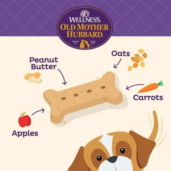 Old Mother Hubbard by Wellness Classic Crunchy P-Nuttier with Apple, Peanut Butter and Carrot Biscuits Large Oven Baked Dog Treats - 20lb image {1}