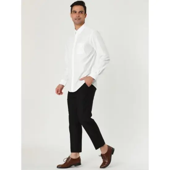 Lars Amadeus Men's Classic Regular Fit Long Sleeve Solid Color Point Collar Pockets Button Down Corduroy Shirts image {3}