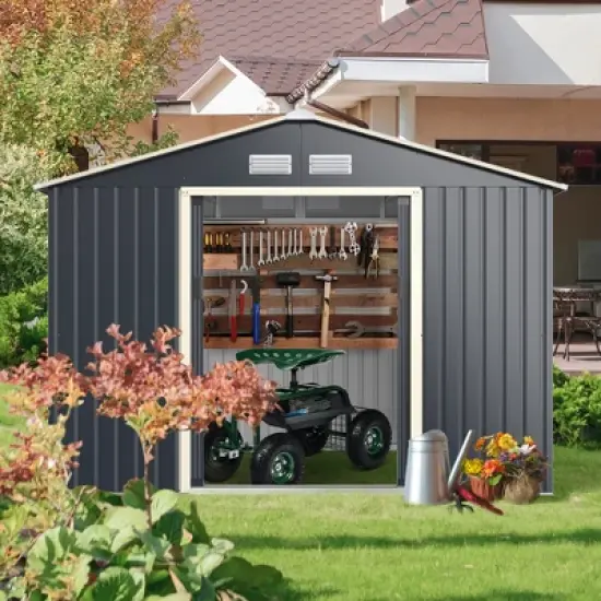 Costway Outdoor Tool Storage Shed Large Utility Storage House w/ Sliding Door image {2}