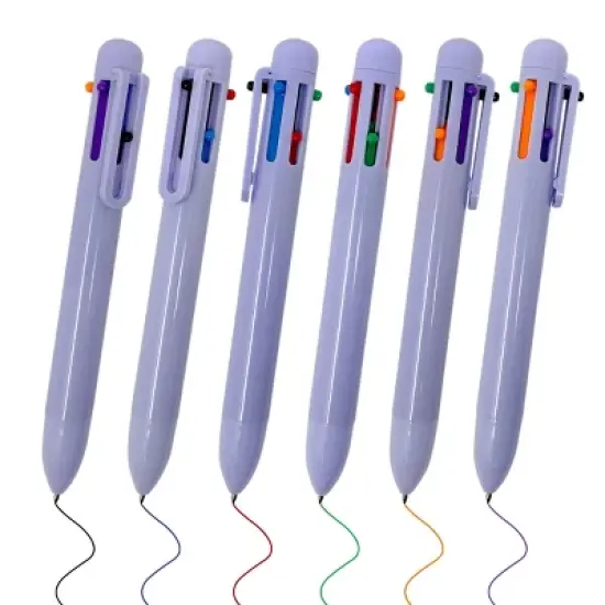 Wrapables Multi-Color 6-in-1 Retractable Ballpoint Pens for School, Office, Stationery (Set of 8), Pastel image {2}