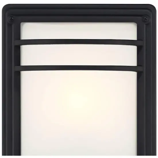 John Timberland Habitat Modern Industrial Outdoor Wall Light Fixtures Set of 2 Black Metal 11" Frosted Glass for Post Exterior Barn Deck image {1}