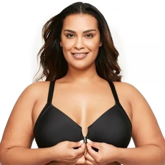 Glamorise Womens Front-Closure Smoothing WonderWire Underwire Bra 1247 Black image {2}
