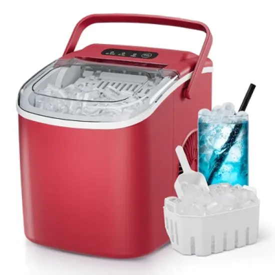 Simzlife Ice Maker Countertop, 26 Lbs/24H, Bullet Ice, 9 Pcs/6 Min, Portable Machine with Handle, Auto-Cleaning, Ultra Quiet, Smart Operation, Black image {11}