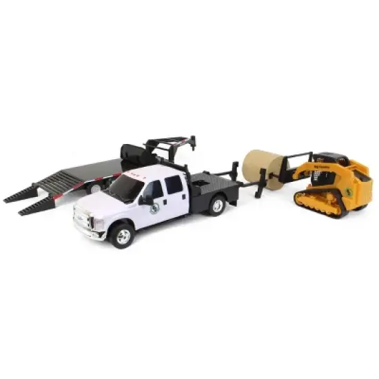 Big Country Toys 1/20 Ford F-350 Flatbed Dually w/ Gooseneck Trailer & Skid Steer Loader 474-450-Set image {3}