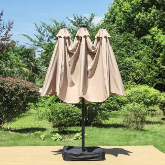 15' x 9' Rectangular Lit Outdoor Patio Market Umbrella with Extra Large Base and Sand Bags - Captiva Designs image {9}