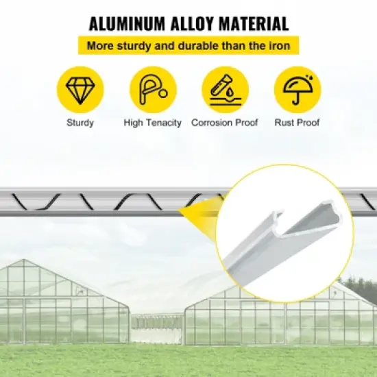 VEVOR Spring Wire and Lock Channel,6.56ft Spring Lock & U-Channel Bundle, 20 Packs PE Coated Spring Wire & Aluminum Alloy Channel, Silver image {3}