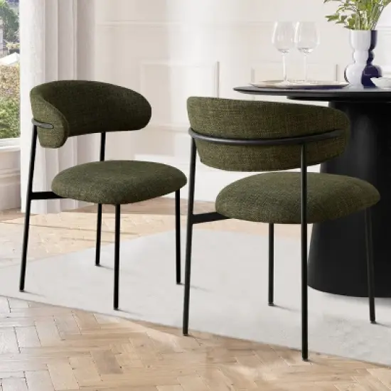 Merida Dining Chair Set of 2, Simple Design Armless Side Chairs with Metal Legs for Kitchen, Dining Room & Living Space-Maison Boucle image {10}