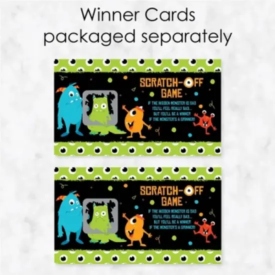 Big Dot of Happiness Monster Bash - Little Monster Birthday Party or Baby Shower Game Scratch Off Cards - 22 Count image {2}