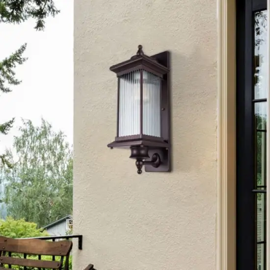YIYIBYUS 1-Light Brown Outdoor Waterproof Wall Sconce with Glass Shade image {2}