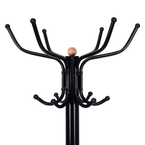 Costway Metal Coat Hat Rack Organizer Clothes Hanger Hooks Tree Stand Umbrella Holder image {4}