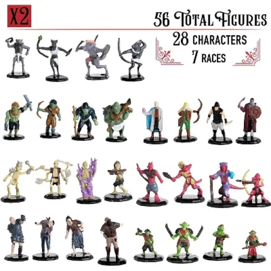 Monster Protectors Painted Fantasy Mini Figures for D&D - 1", 56 Pieces image {1}