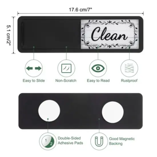 Unique Bargains Plastic Kitchen Hotel Clean Dirty Flower Edge Sign Rectangle Dishwasher Magnet image {1}