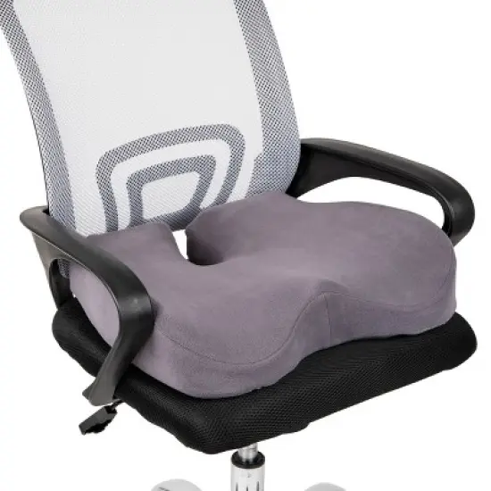 Mind Reader Office Chair Cushion, Ergonomic, Orthopedic, Portable, Car Seat, Memory Foam, 18.25"L x 15.5"W x 4"H, Gray image {4}