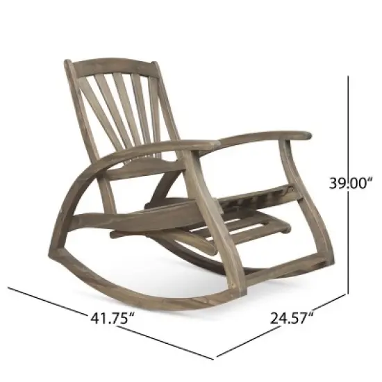 Outdoor Wooden Rocking Chair with Retractable Footrest,Acacia Patio Rocker for Porch or Balcony,Weather Resistant Design-Maison Boucle image {2}