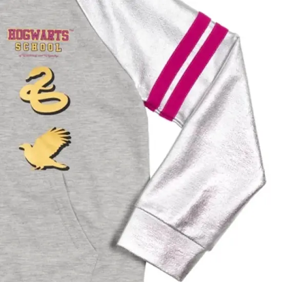 Harry Potter Slytherin Ravenclaw Hufflepuff Girls French Terry Zip Up Hoodie Little Kid to Big Kid image {6}