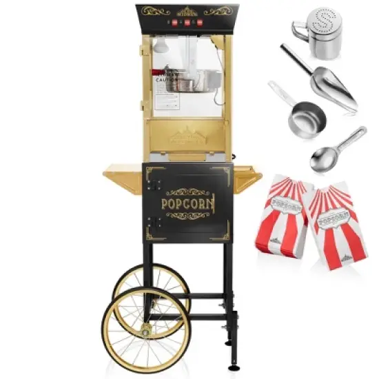 Olde Midway Movie Theater-Style Popcorn Machine Popper with Cart and 10 oz Kettle image {2}