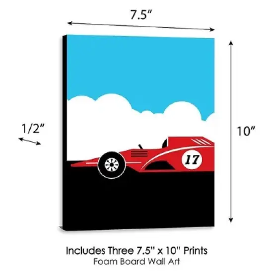 Big Dot of Happiness Let's Go Racing - Racecar - Nursery Wall Art, Race Car Kids Room Decor & Game Room Home Decor - 7.5 x 10 inches - Set of 3 Prints image {3}