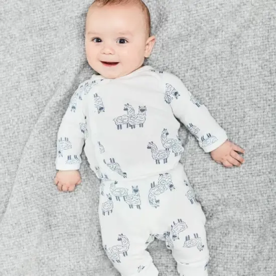 Carter's Just One You&reg; Baby 4pc Llama Pajama Set - White/Gray image {3}