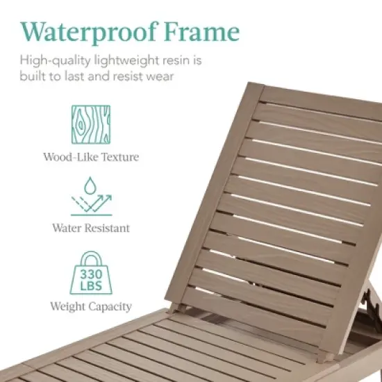 Best Choice Products Outdoor Lounge Chair, Resin Patio Chaise Lounger w/ Seat Cushion, 5 Positions image {1}