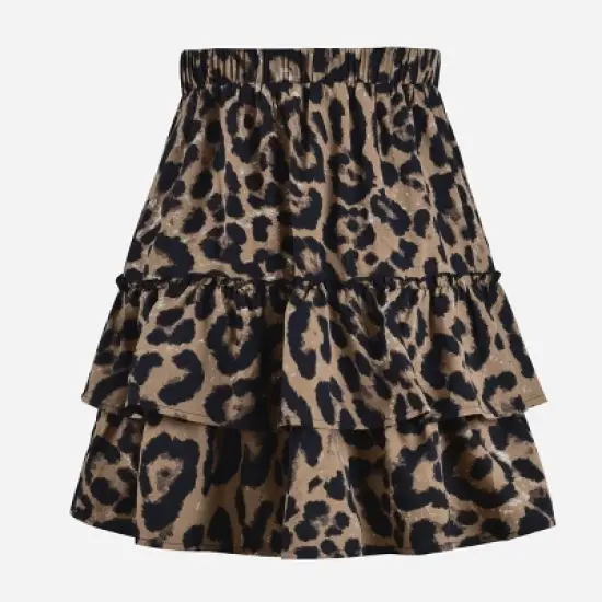 Women's Leopard Print Drawstring Ruffled Skirt - Cupshe image {6}