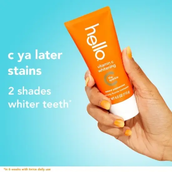 hello Vitamin C Teeth Whitening Toothpaste with Fluoride - Natural Peppermint - 4oz image {7}