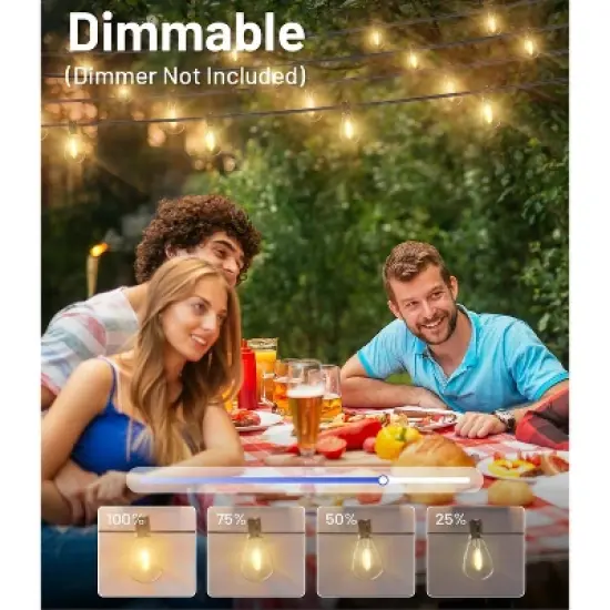 Itopfox Ultra Long Outdoor LED String Lights with Shatterproof S11 Edison Bulbs, Waterproof Hanging Light for Backyard Deck Porch Party Decor image {2}